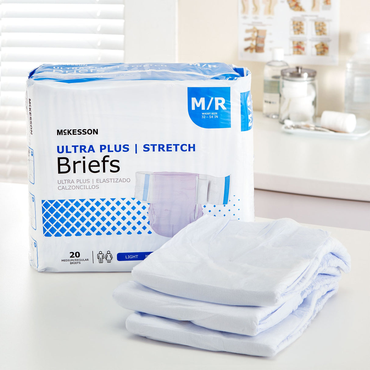 Unisex Adult Incontinence Brief McKesson Ultra Plus Stretch Medium Disposable Heavy Absorbency - BeHope