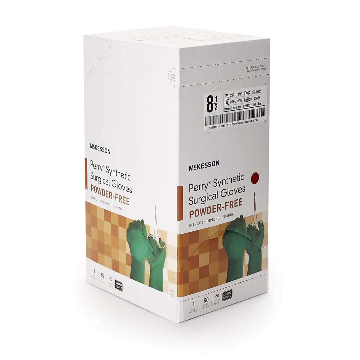 Surgical Glove McKesson Perry® Performance Plus Size 8.5 Sterile Polychloroprene Standard Cuff Length Smooth Dark Green Chemo Tested - BeHope