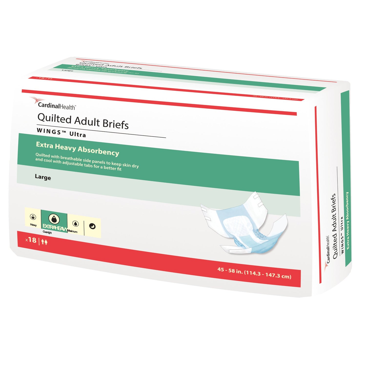 Unisex Adult Incontinence Brief Wings™ Ultra Large Disposable Heavy Absorbency - BeHope