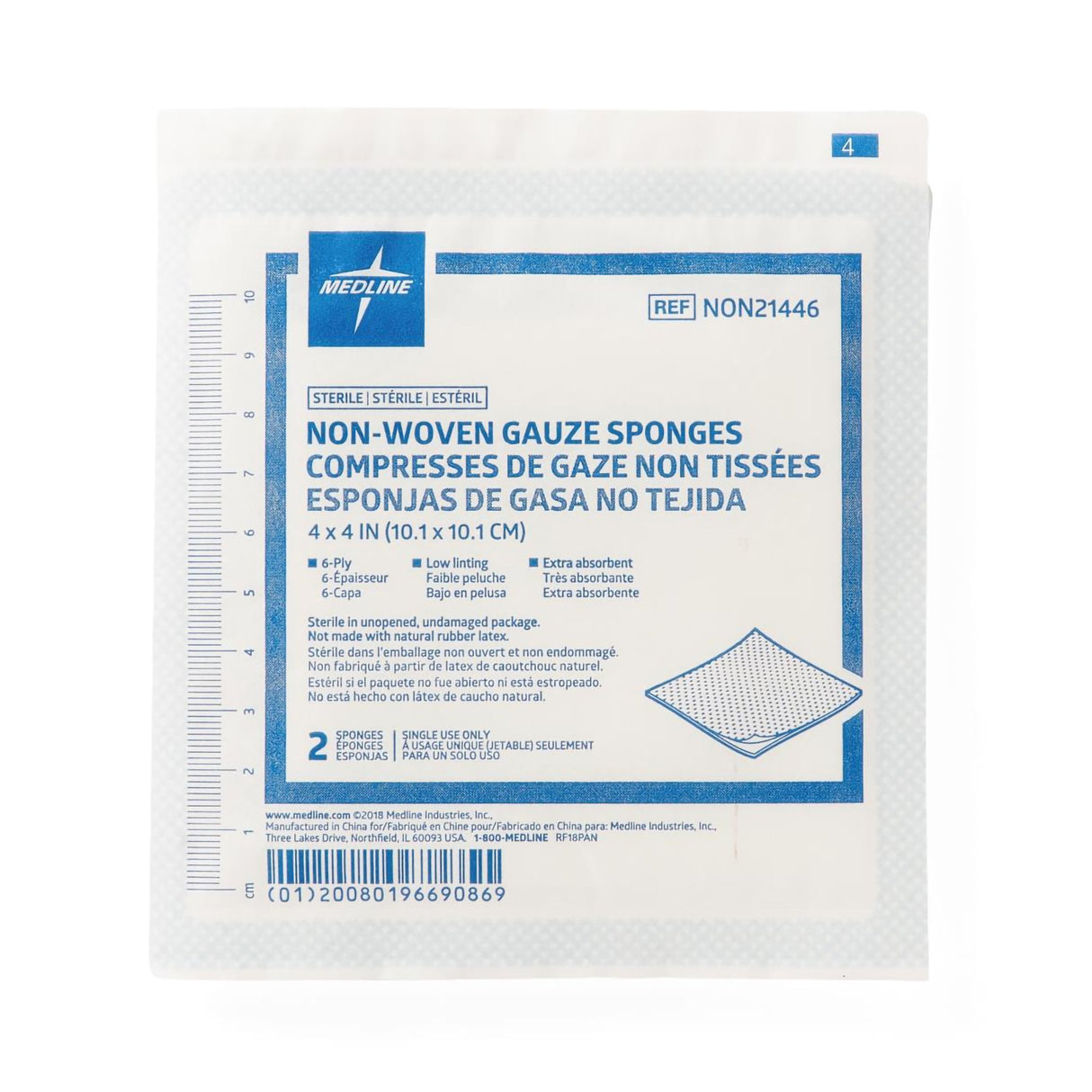 Nonwoven Sponge Avant Gauze® 4 X 4 Inch 6-Ply Sterile 2 per Pack - BeHope