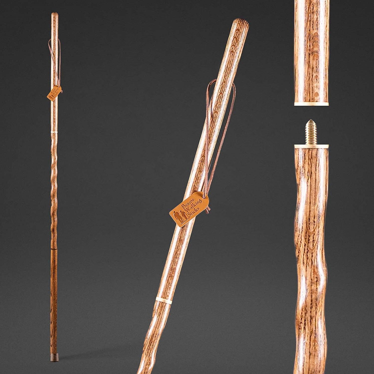 Walking Stick Brazos™ Twisted Traveler's Stick Wood 55 Inch Height Brown Oak - BeHope