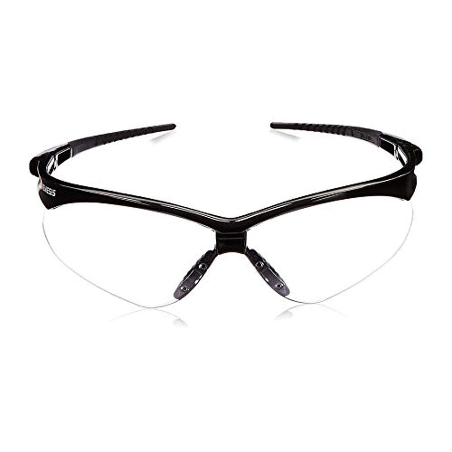 Safety Glasses Jackson Safety® Nemesis Wraparound Clear Tint Polycarbonate Lens Black Frame Over Ear One Size Fits Most - BeHope
