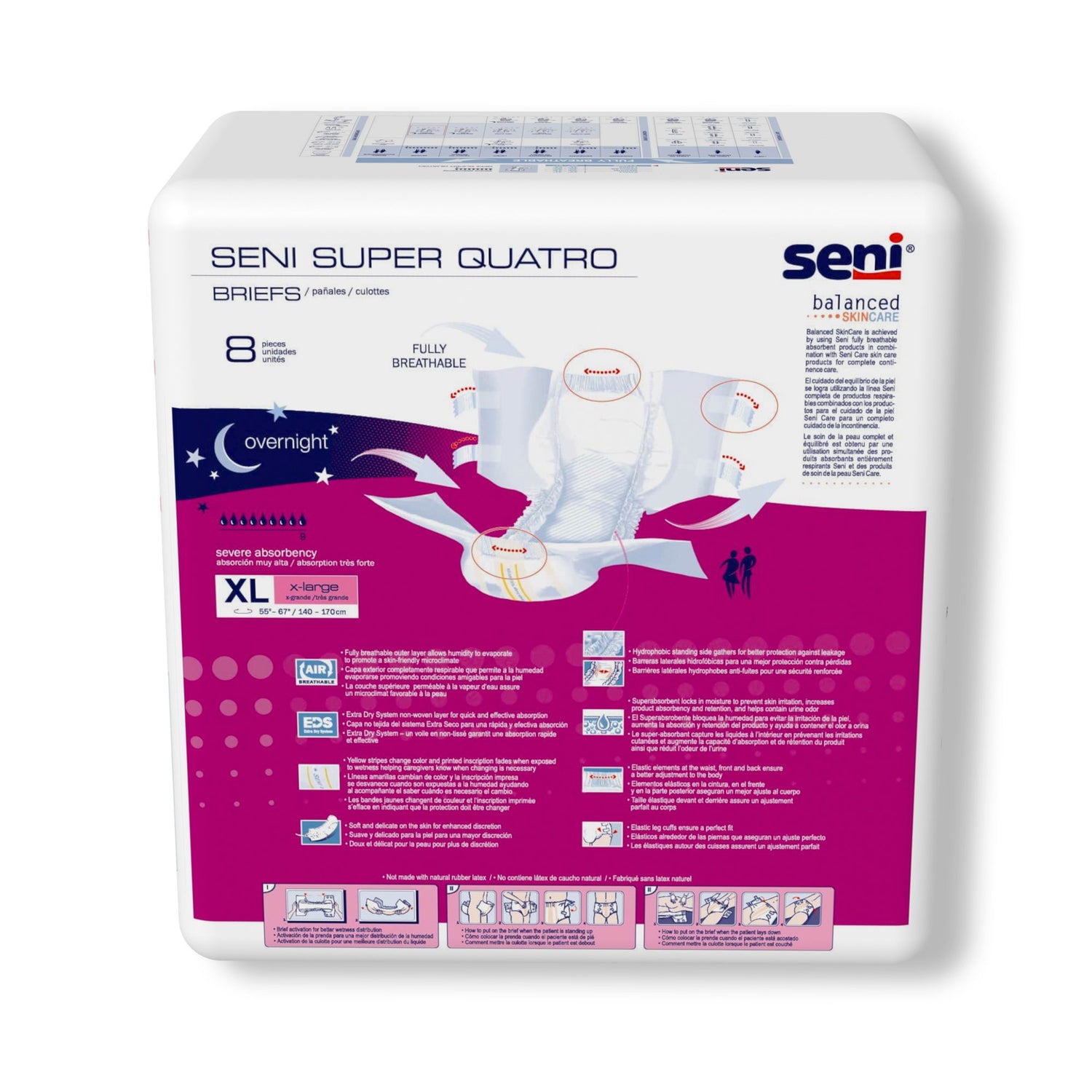 Unisex Adult Incontinence Brief Seni® Super Quatro X-Large Disposable Heavy Absorbency - BeHope