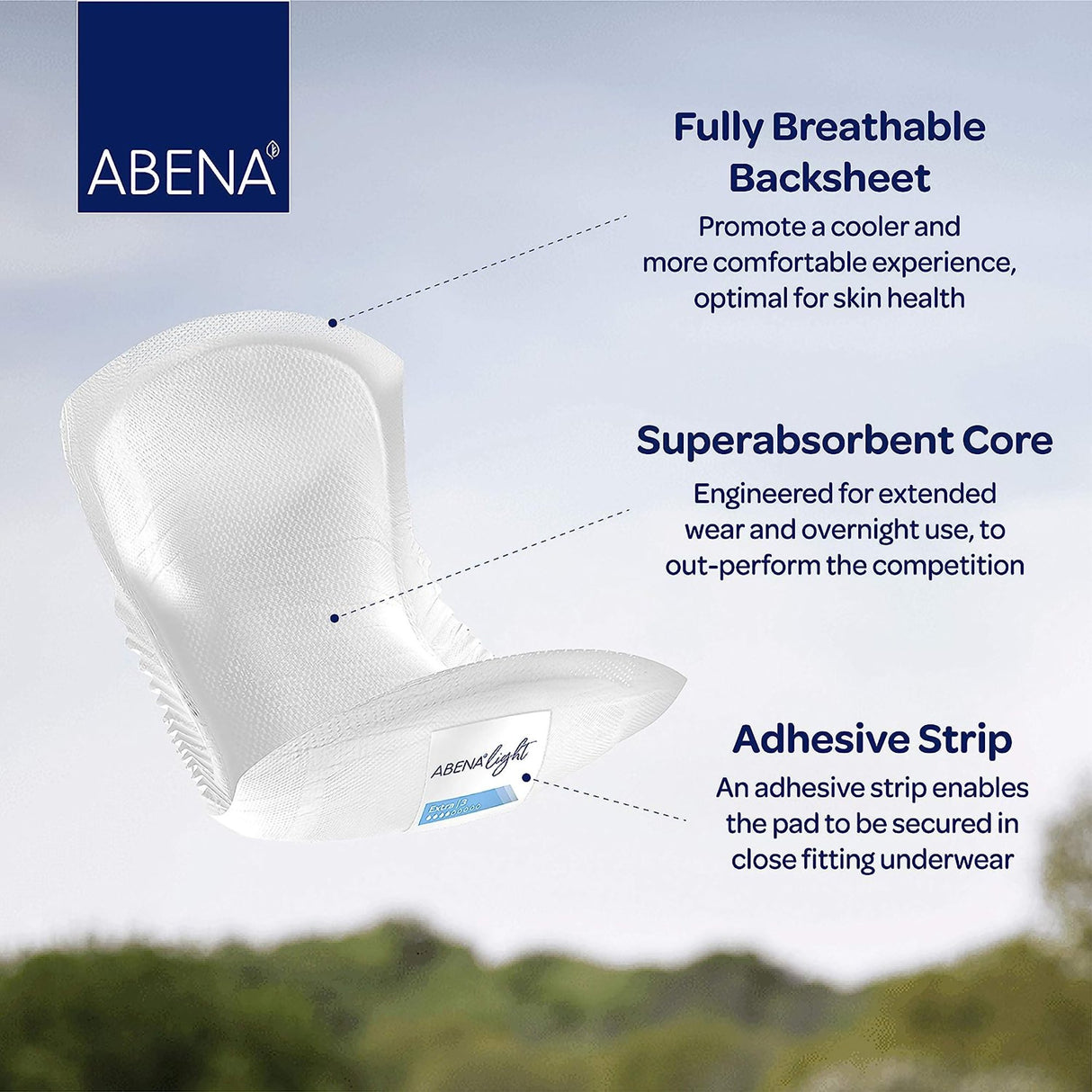 Bladder Control Pad Abena™ Light Extra 13 Inch Length Light Absorbency Fluff / Polymer Core One Size Fits Most - BeHope