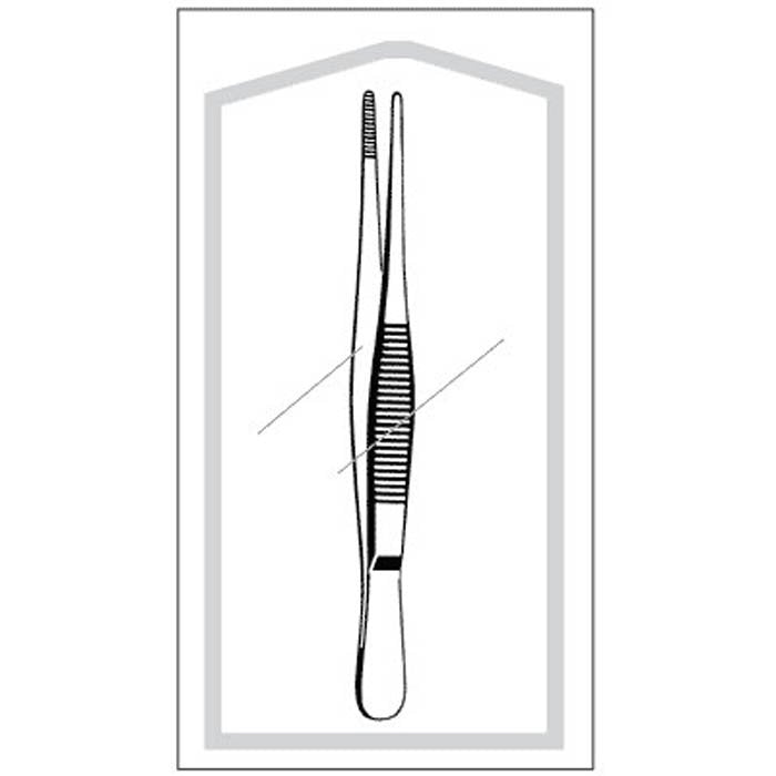 Dressing Forceps Econo Sterile™ 5 Inch Length Floor / Office Grade Pakistani Stainless Steel Sterile NonLocking Thumb Handle Straight Serrated Tips - BeHope