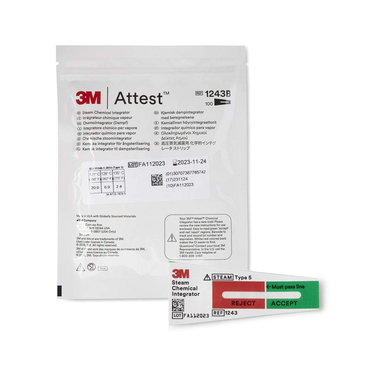 Attest™ Sterilization Chemical Integrator Strip Steam 2 Inch Length - BeHope