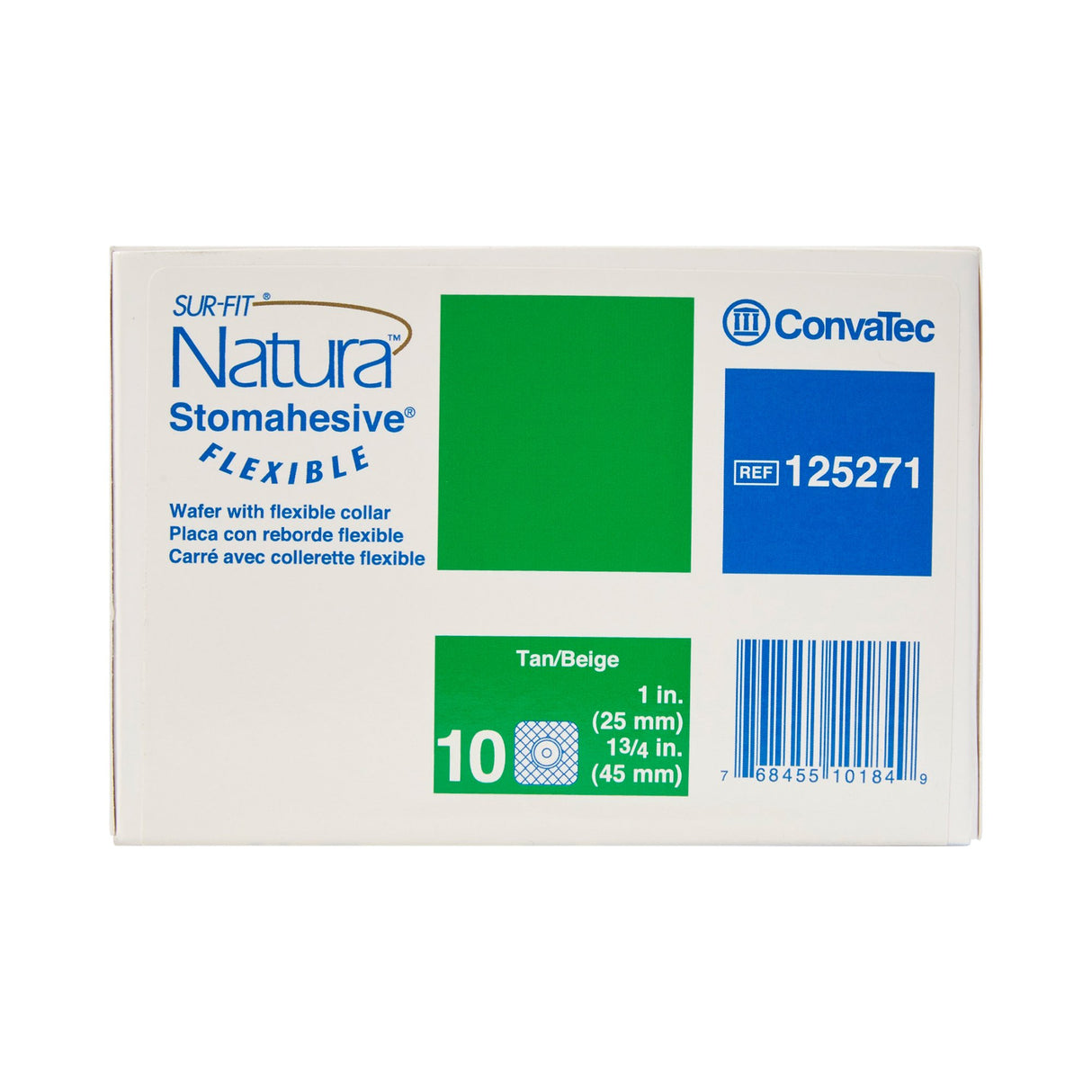 Ostomy Barrier Sur-Fit Natura® Precut, Standard Wear Stomahesive® Adhesive 45 mm Flange Sur-Fit® Natura® System Hydrocolloid 1 Inch Opening 4 X 4 Inch - BeHope