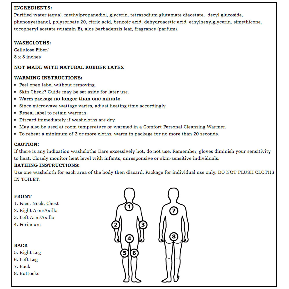 Rinse-Free Bath Wipe Comfort Bath® Soft Pack Unscented 8 Count - BeHope