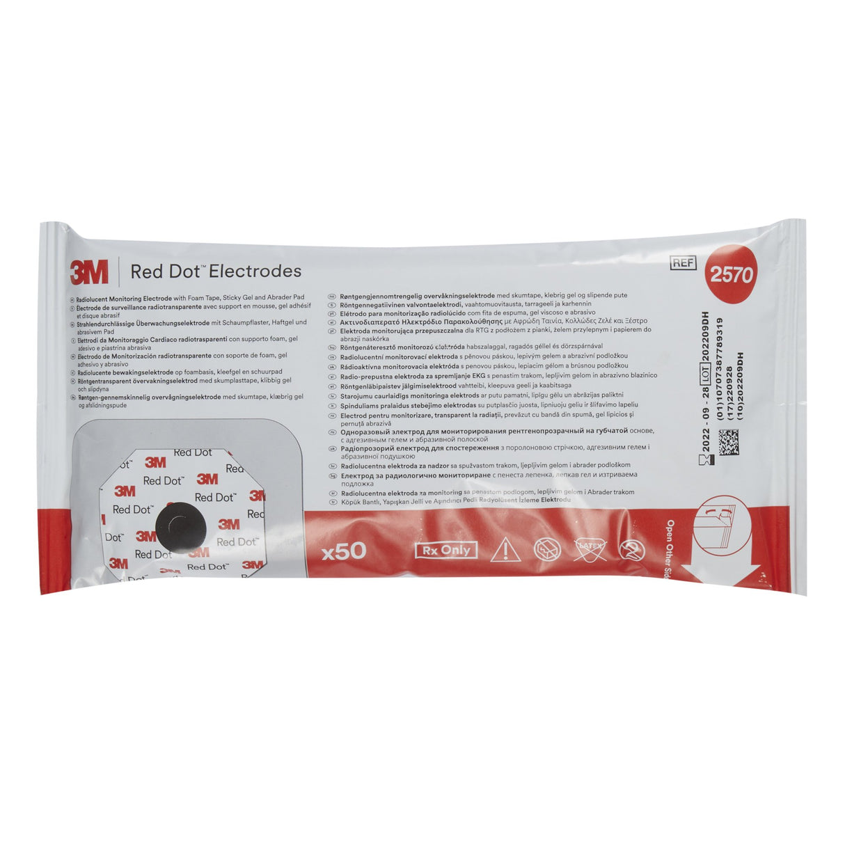 3m™ Red Dot™ Adult Ecg Monitoring Electrode with Abrader Sticky Gel Foam Backing - BeHope