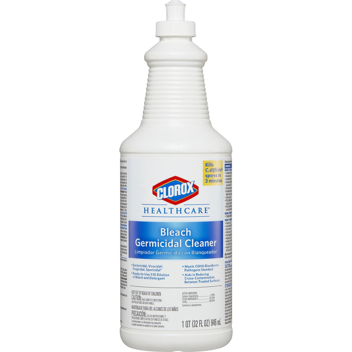 Surface Disinfectant Cleaner Clorox Healthcare® Bleach Germicidal Manual Squeeze Liquid 32 oz. Bottle Fruity Floral Bleach Scent NonSterile - BeHope