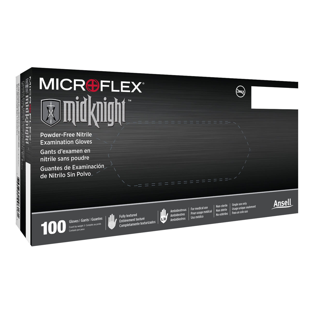 Exam Glove MICROFLEX® MidKnight™ Small NonSterile Nitrile Standard Cuff Length Fully Textured Black Fentanyl Tested - BeHope