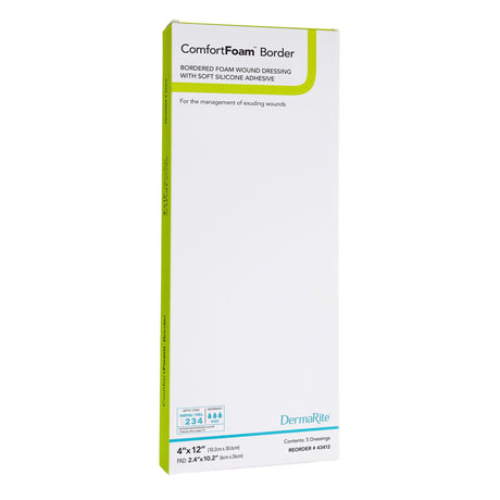 Foam Dressing ComfortFoam™ Border 4 X 12 Inch With Border Waterproof Backing Silicone Adhesive Rectangle Sterile - BeHope