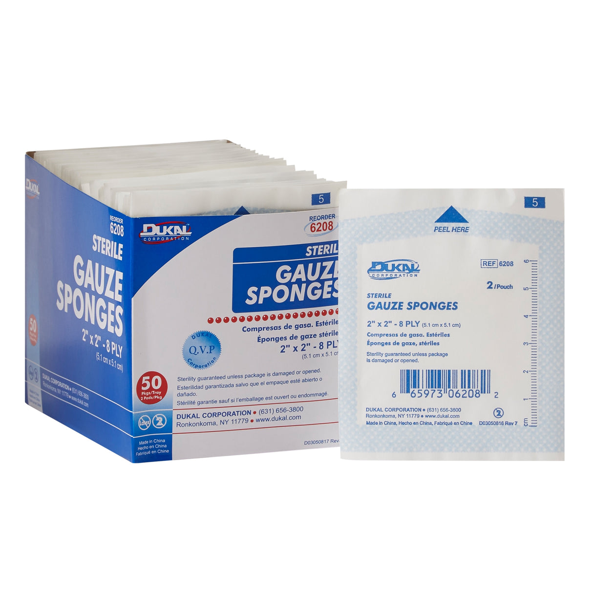Gauze Sponge Dukal™ 2 X 2 Inch 8-Ply Sterile 2 per Pack - BeHope