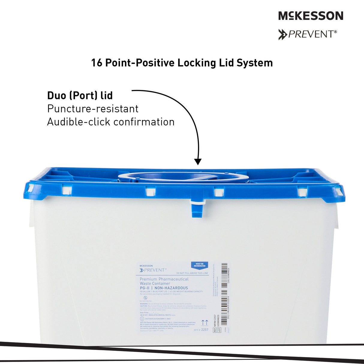 Pharmaceutical Waste Container McKesson Prevent® White Base 24-3/5 H X 17-3/10 W X 13 L Inch Vertical Entry 18 Gallon - BeHope