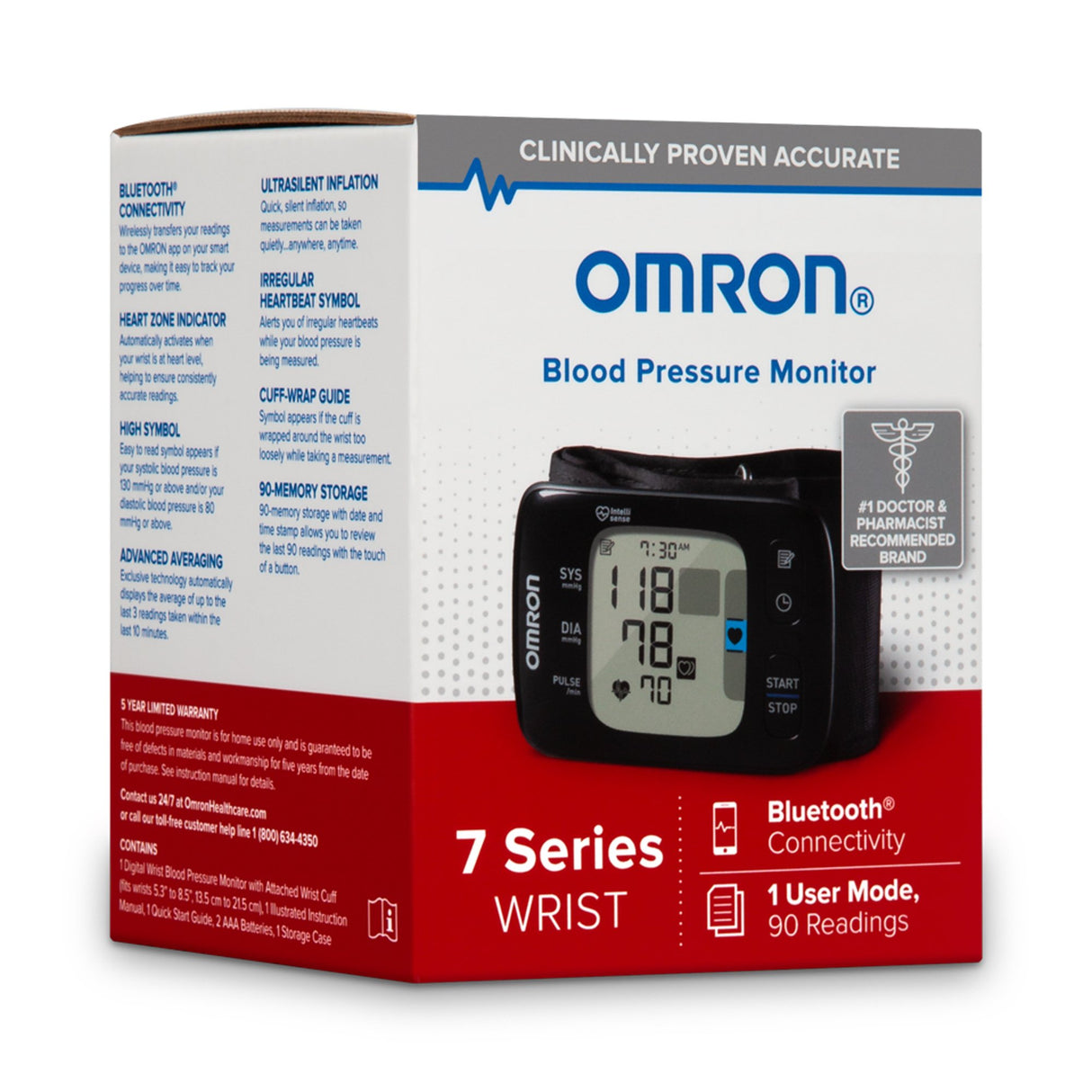 Home Automatic Digital Blood Pressure Monitor Omron®7 Series™ One Size Fits Most Cuff Cloth Fabric Cuff 12 - 20 cm Wrist - BeHope