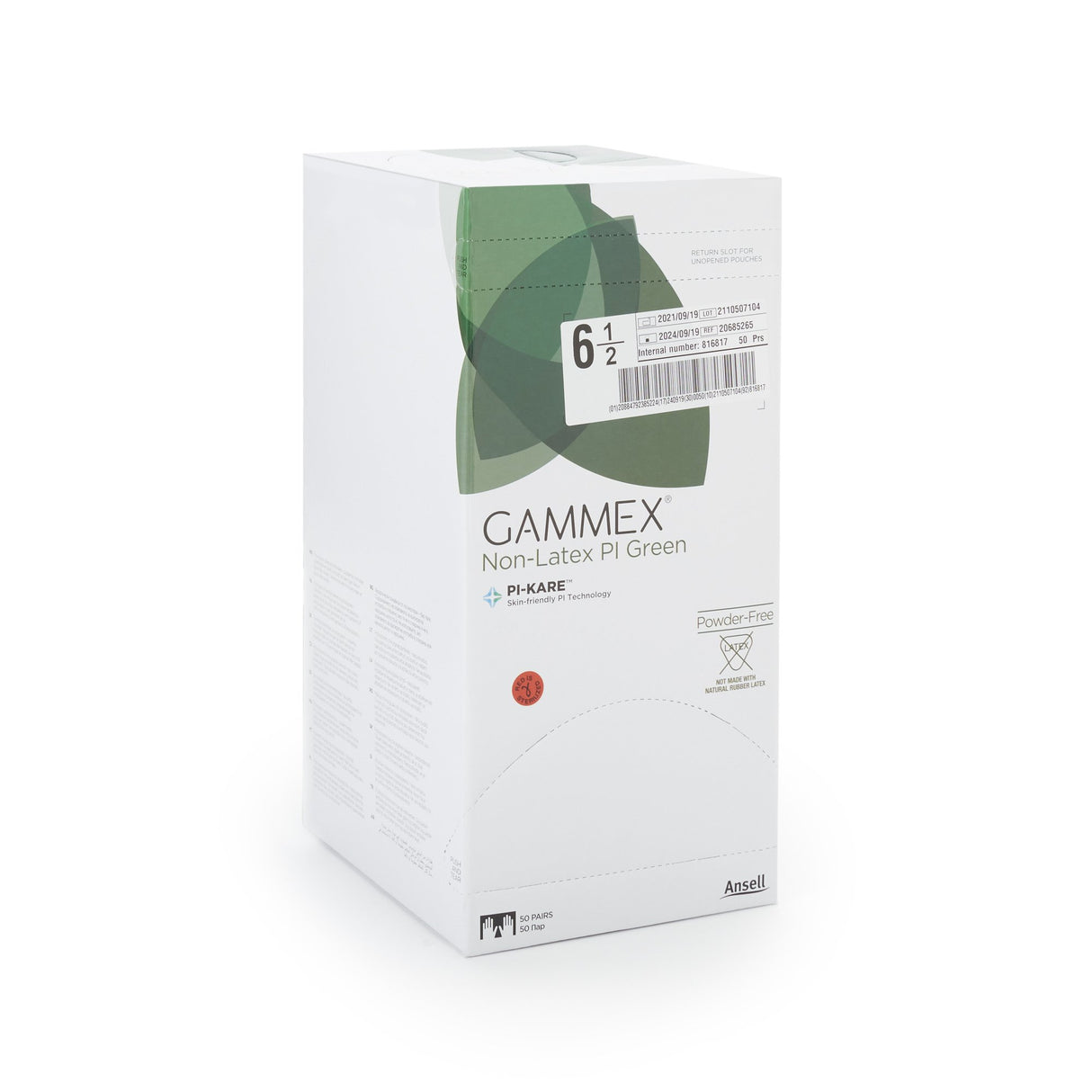 Surgical Glove GAMMEX® Non-Latex PI Green Size 6.5 Sterile Polyisoprene Standard Cuff Length Micro-Textured Light Green Chemo Tested - BeHope