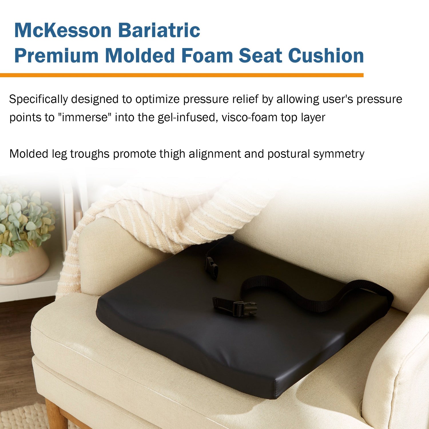 Contoured Seat Cushion McKesson 24 W X 18 L X 3 D Inch Molded Foam - BeHope