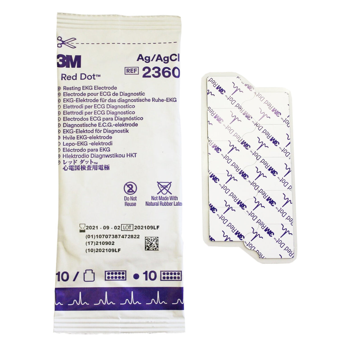 ECG Resting Electrode 3M™ Red Dot™ Tab Connector Conductive Adhesive Gel Adult Radiolucent 10 per Pack - BeHope
