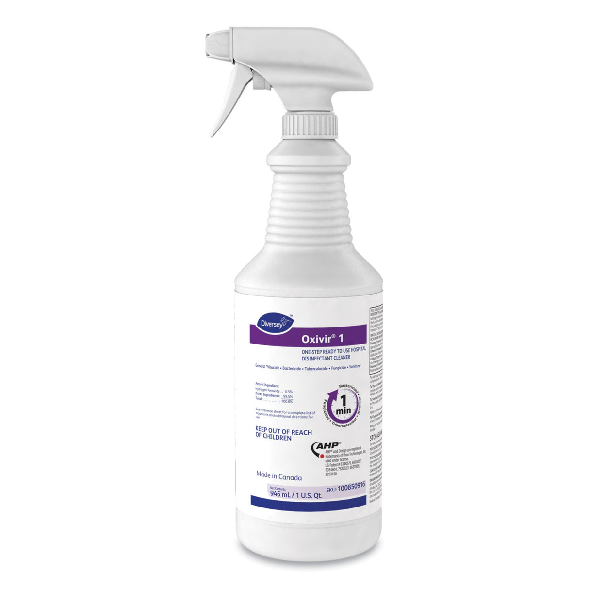 Surface Disinfectant Cleaner Diversey™ Oxivir® 1 Peroxide Based Trigger Spray Liquid 32 oz. Bottle Cherry Almond Scent NonSterile - BeHope