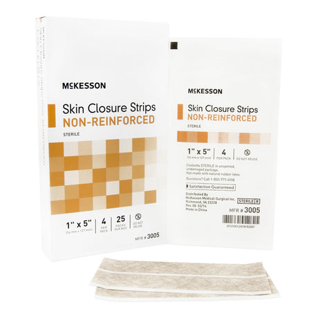Skin Closure Strip McKesson 1 X 5 Inch Nonwoven Material Flexible Strip Tan - BeHope