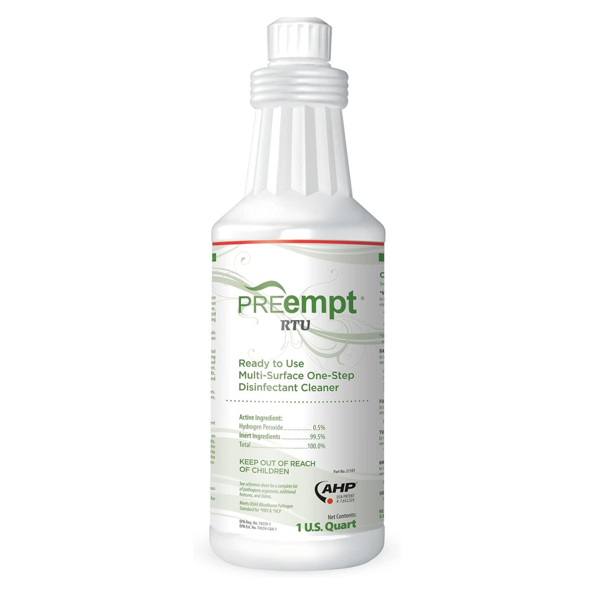 Surface Disinfectant Cleaner PREempt® RTU Peroxide Based Manual Pour Liquid 32 oz. Bottle Scented NonSterile - BeHope