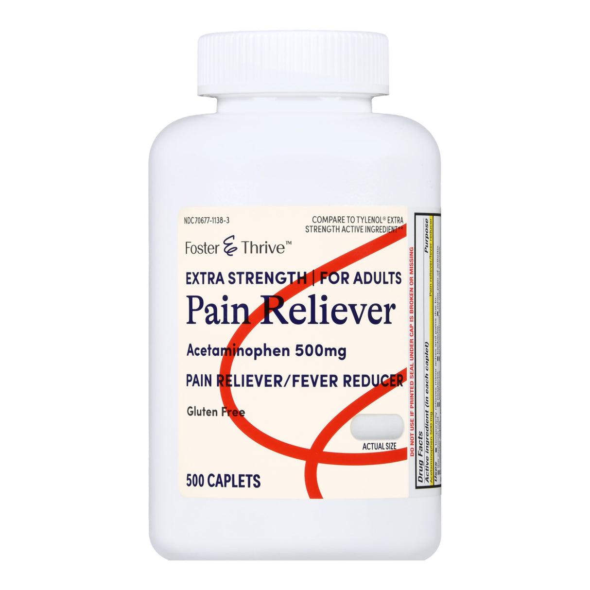 Pain Relief Foster & Thrive™ 500 mg Strength Acetaminophen Caplet 500 per Bottle - BeHope