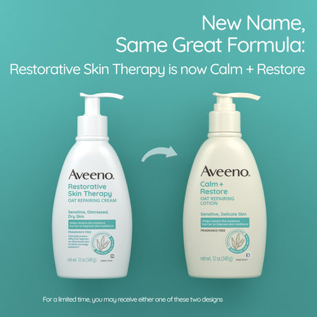 Hand and Body Moisturizer Aveeno® Calm + Restore Oat Replenishing Lotion 12 oz. Pump Bottle Unscented Lotion - BeHope