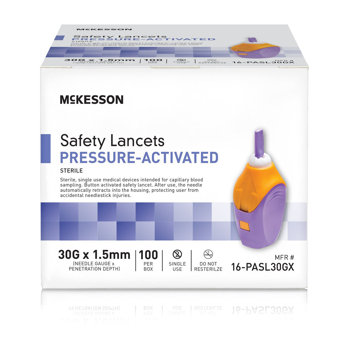 Safety Lancet McKesson 30 Gauge Retractable Pressure Activated Finger - BeHope