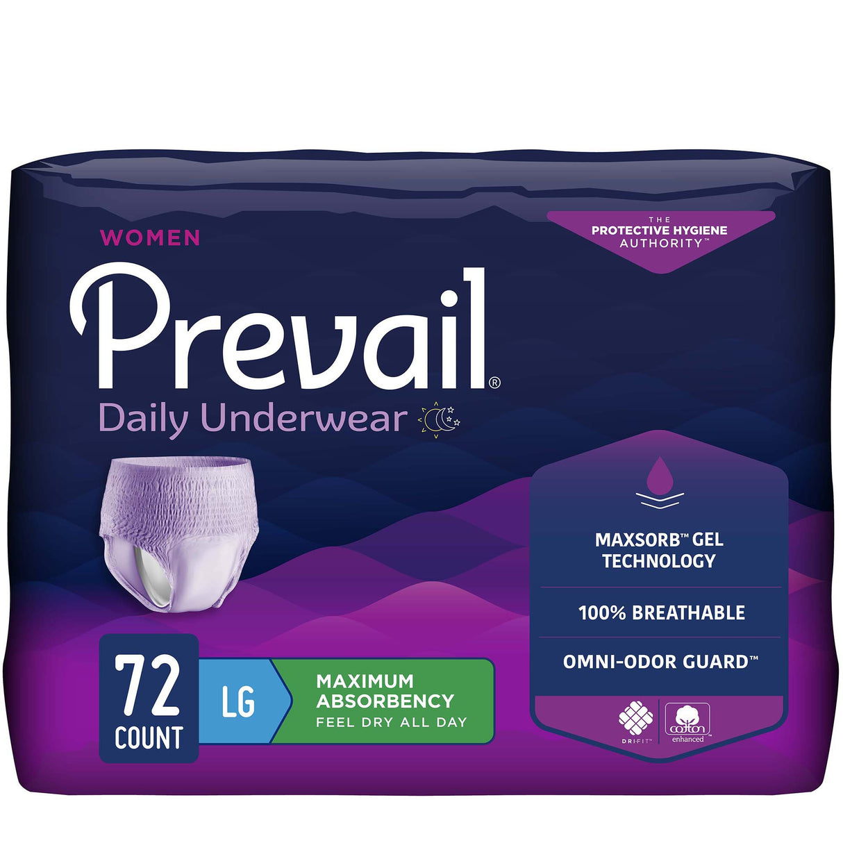 Female Adult Absorbent Underwear Prevail® Daily Underwear Pull On with Tear Away Seams Large Disposable Heavy Absorbency - BeHope