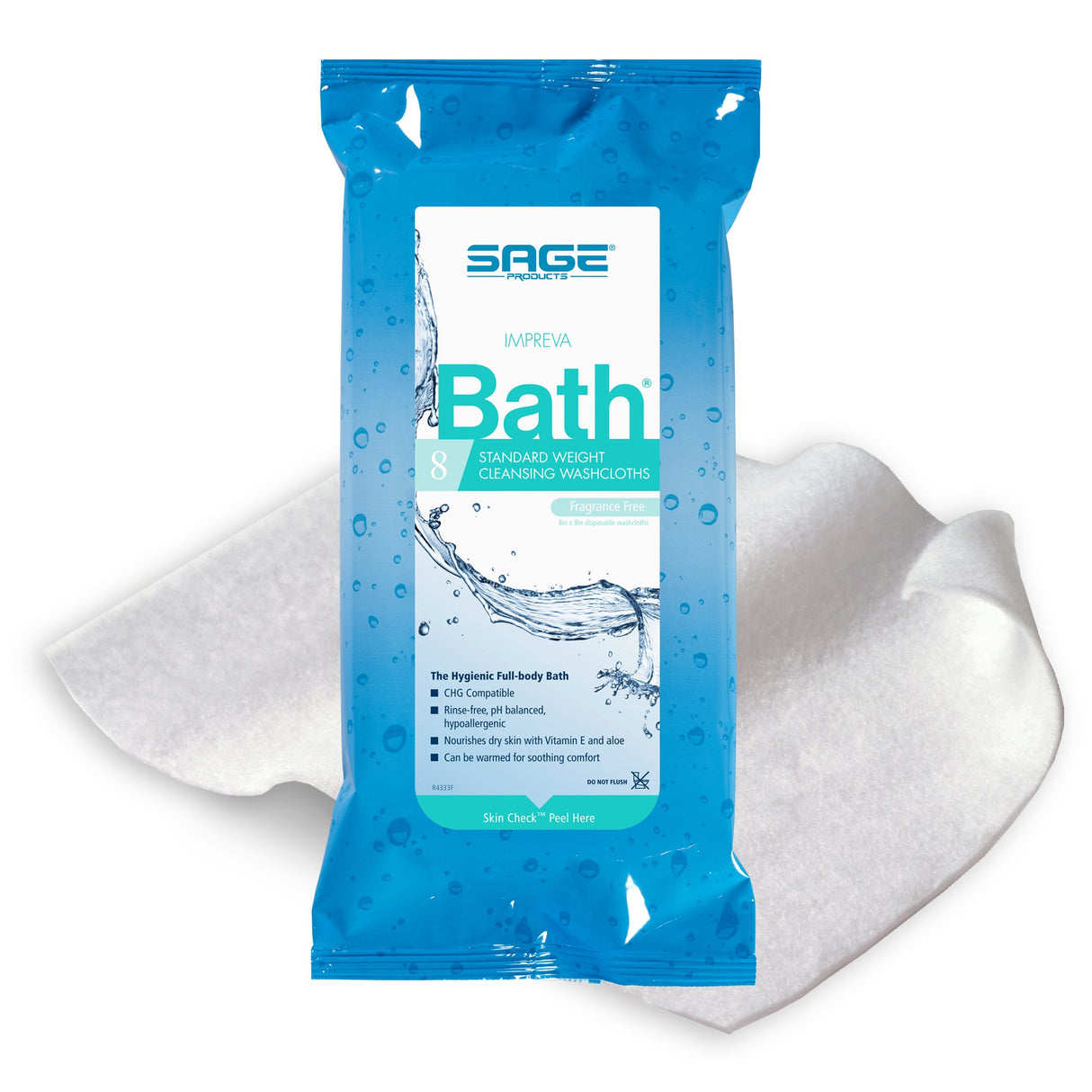 Rinse-Free Bath Wipe Impreva Bath™ Soft Pack Unscented 8 Count - BeHope