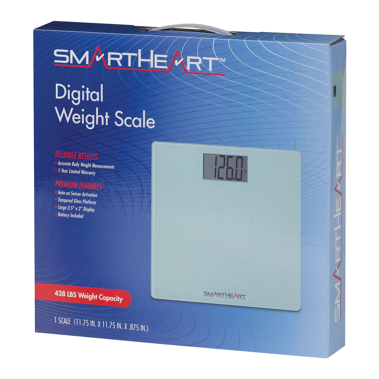 Floor Scale SmartHeart Digital Display 438 lbs. / 199 kg Capacity Gray Battery Operated - BeHope