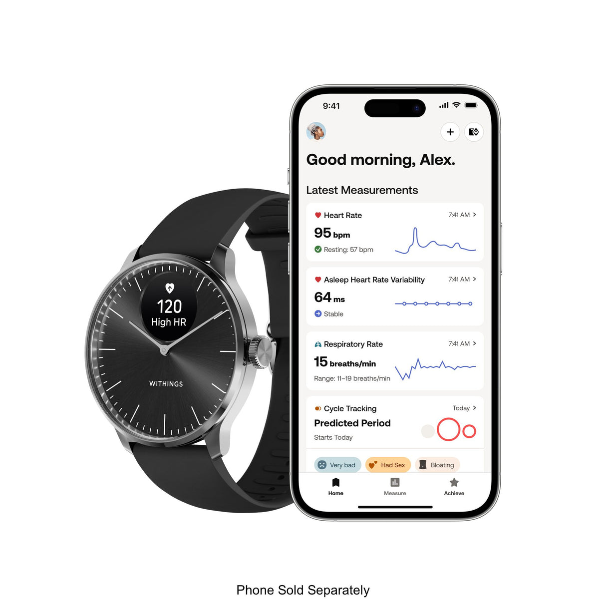 Smartwatch ScanWatch Llight 37mm Withings 24 Hour Grayscale OLED display - BeHope