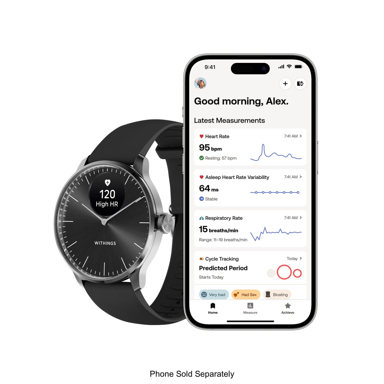 Smartwatch ScanWatch Llight 37mm Withings 24 Hour Grayscale OLED display - BeHope