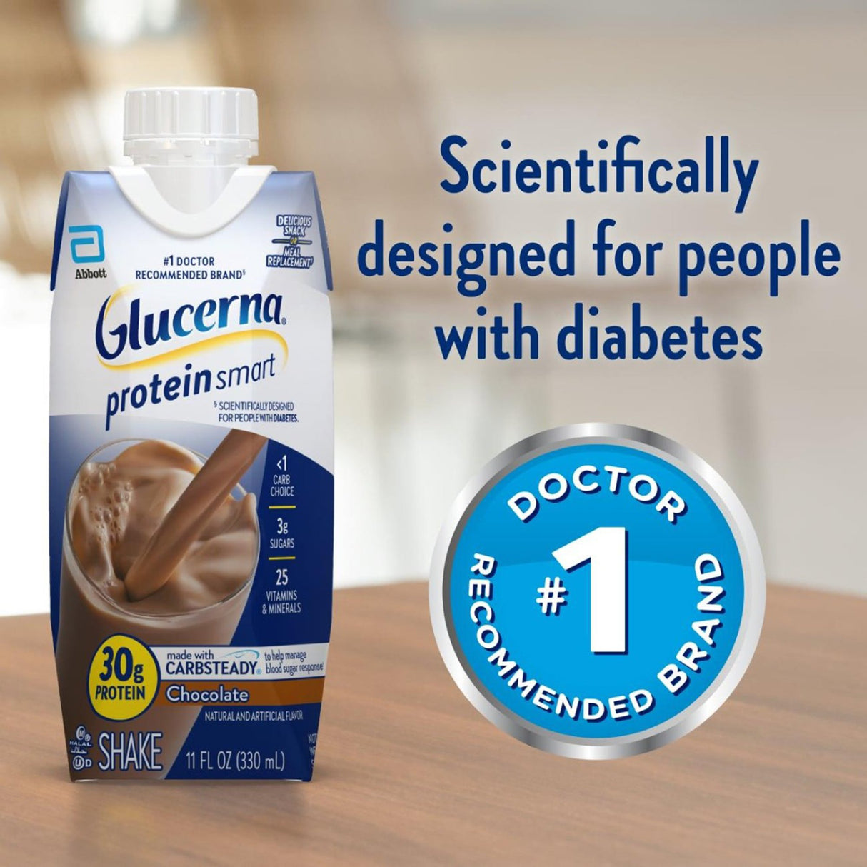 Oral Supplement Glucerna® Protein Smart Shake Chocolate Flavor Liquid 11 oz. Reclosable Carton - BeHope