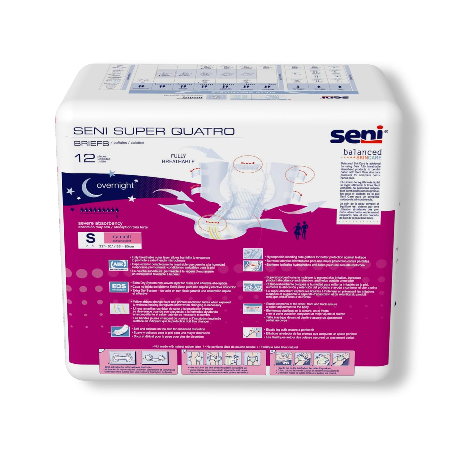 Unisex Adult Incontinence Brief Seni® Super Quatro Small Disposable Heavy Absorbency - BeHope