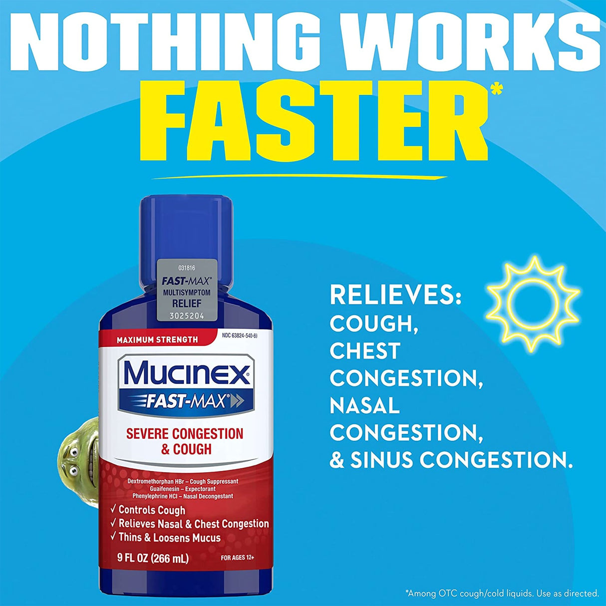 Cold and Cough Relief Mucinex® Fast-Max™ 20 mg - 400 mg - 10 mg / 5 mL Strength Liquid 6 oz. - BeHope