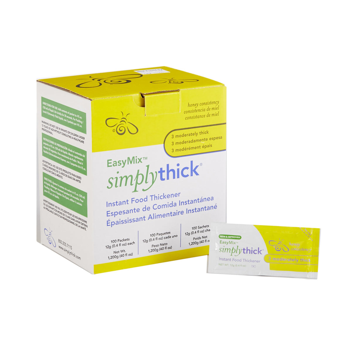 Food and Beverage Thickener SimplyThick® Easy Mix 12 Gram Individual Packet Unflavored Gel IDDSI Level 3 Moderately Thick/Liquidized - BeHope