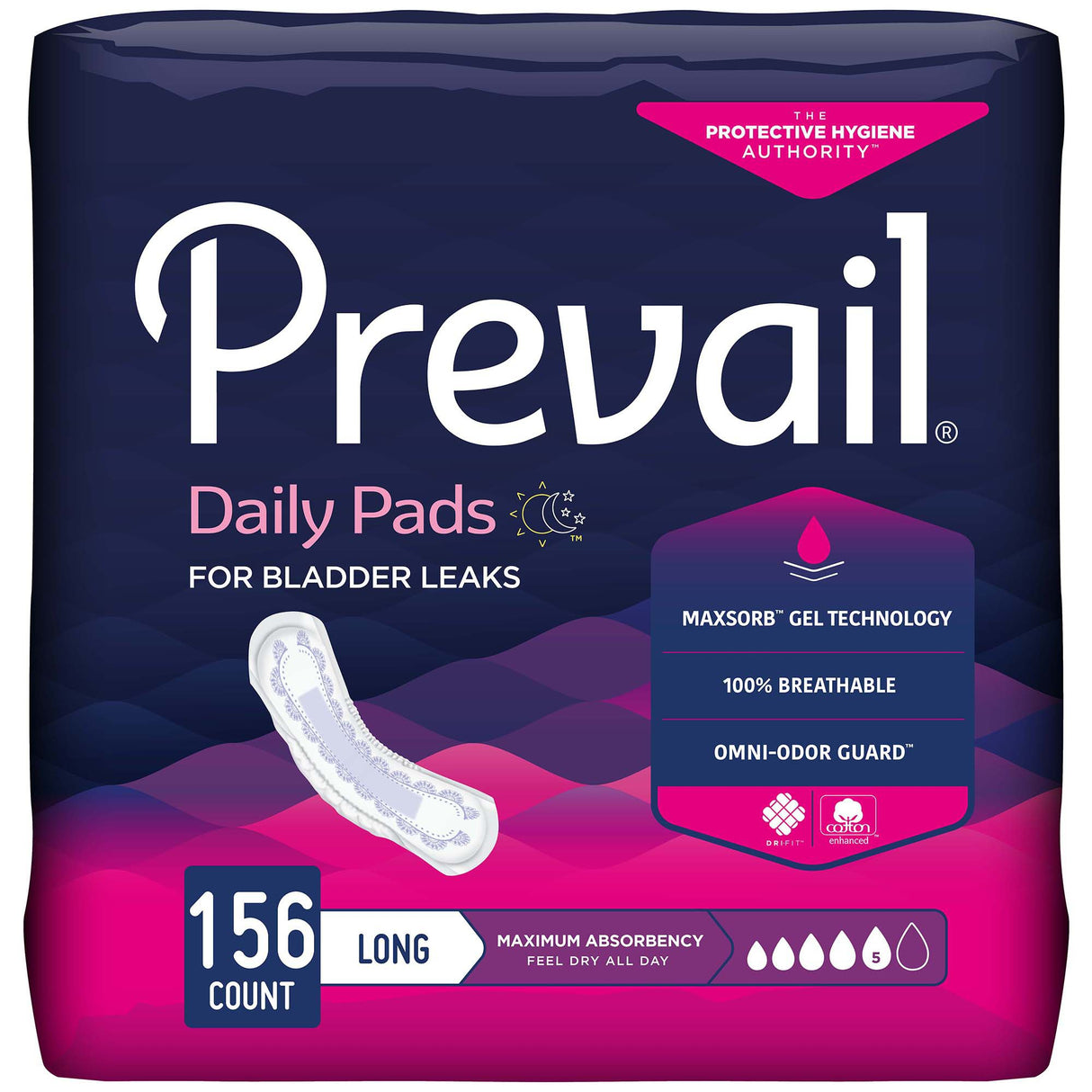 Bladder Control Pad Prevail® Daily Pads 13 Inch Length Heavy Absorbency Polymer Core One Size Fits Most - BeHope