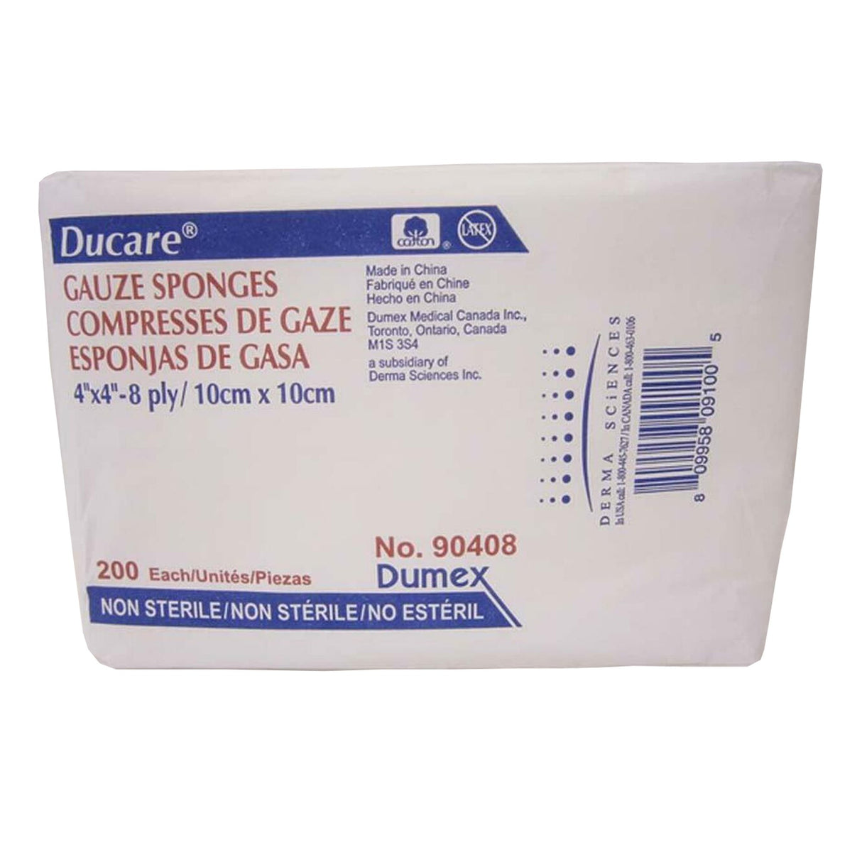 Gauze Sponge Ducare 4 X 4 Inch 8-Ply NonSterile 200 per Pack - BeHope