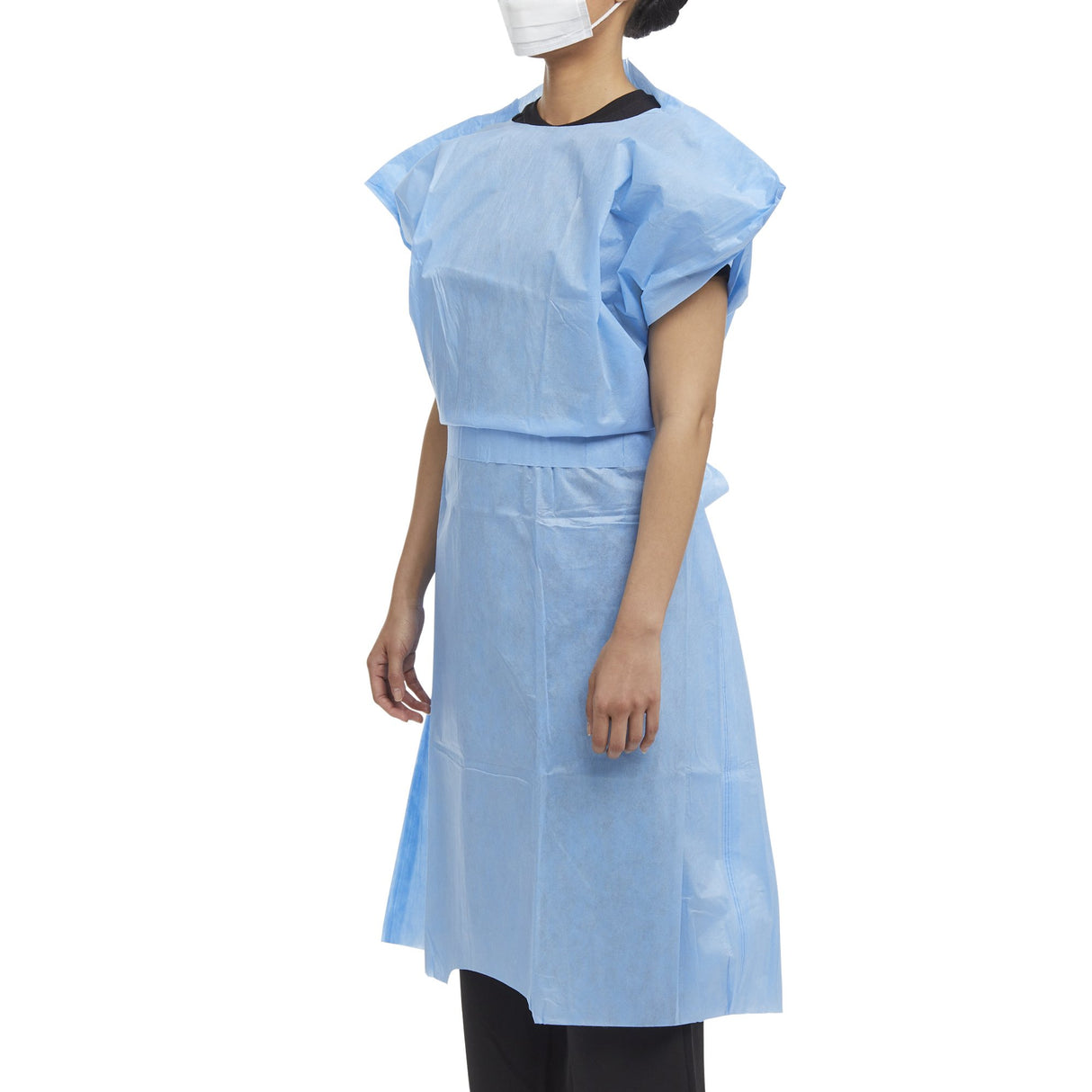 Patient Exam Gown Halyard One Size Fits Most Blue Disposable - BeHope