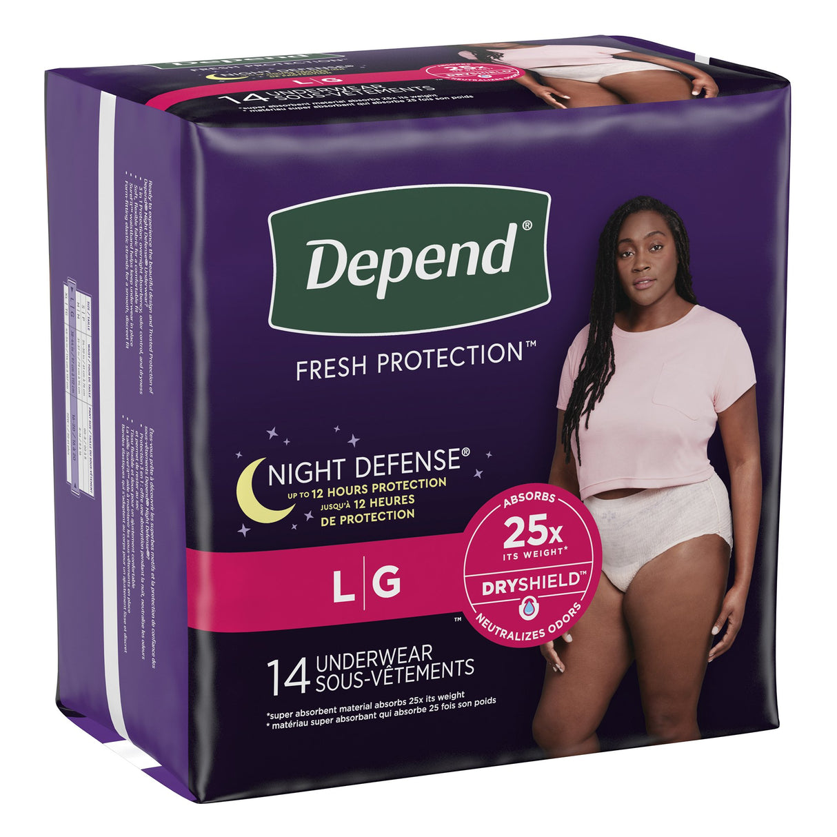 Female Adult Absorbent Underwear Depend® Night Defense® Waistband Style Large Disposable Heavy Absorbency - BeHope
