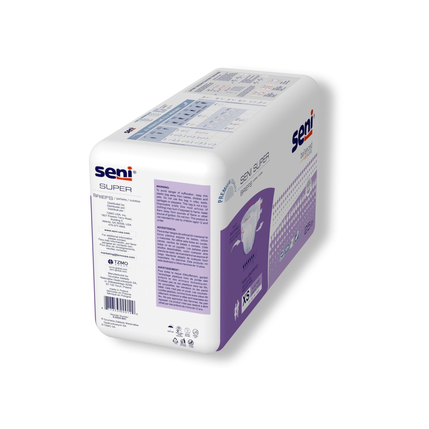 Unisex Adult Incontinence Brief Seni® Super X-Small Disposable Heavy Absorbency - BeHope