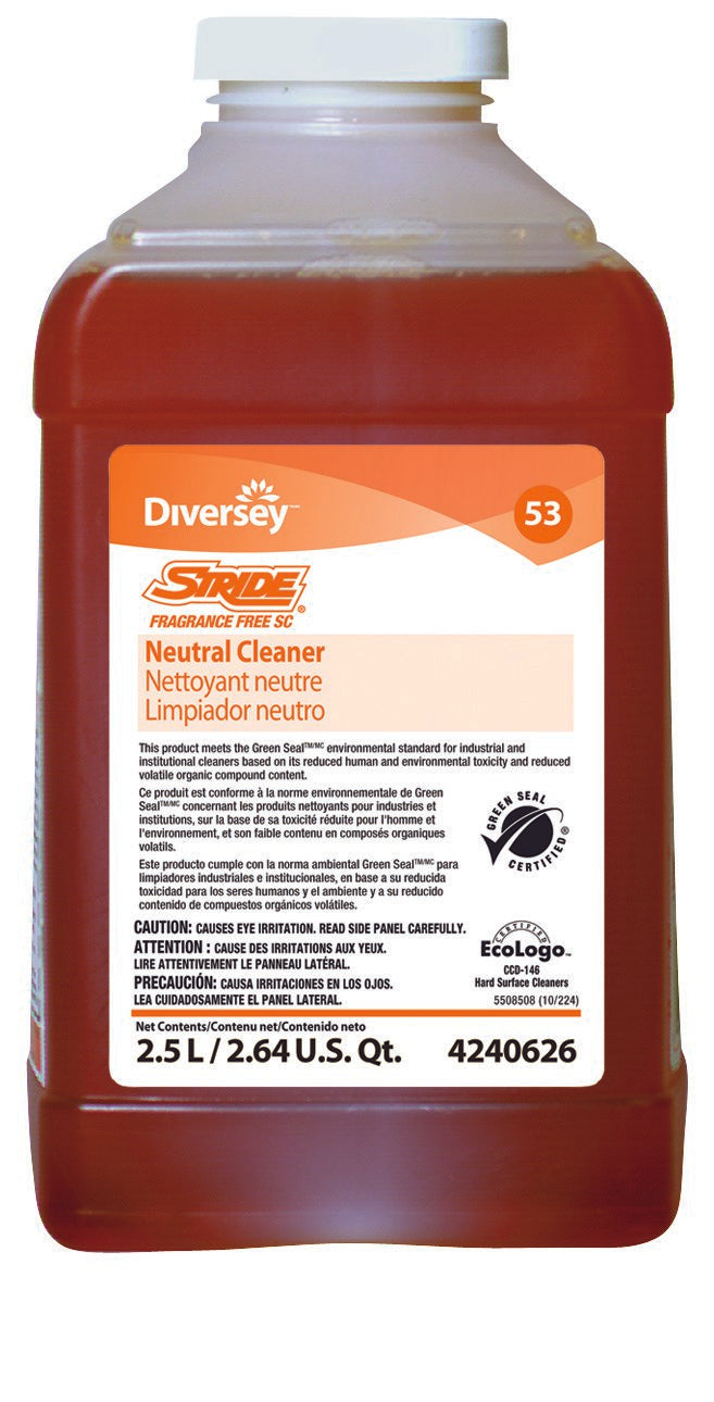 Floor Cleaner Diversey™ Stride® Liquid 2.5 Liter Bottle Unscented Manual Pour - BeHope