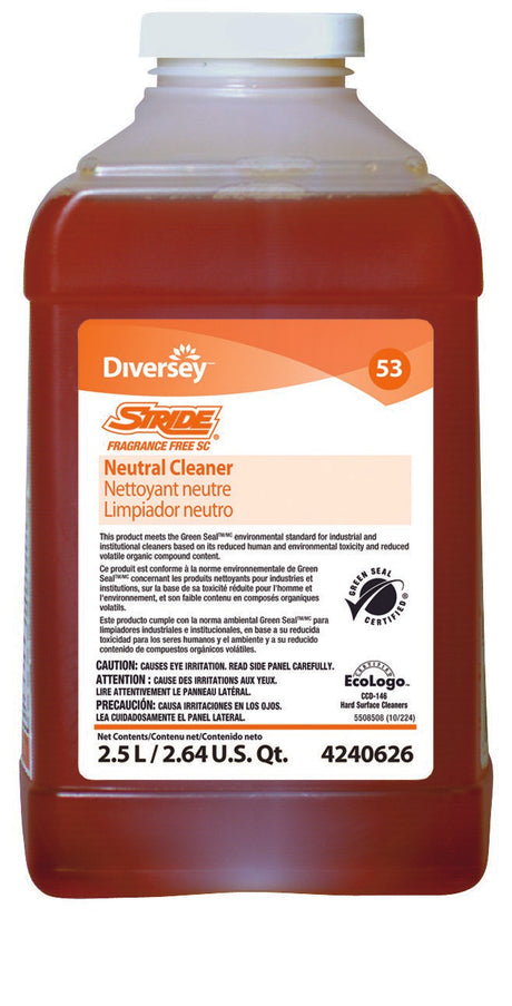 Floor Cleaner Diversey™ Stride® Liquid 2.5 Liter Bottle Unscented Manual Pour - BeHope