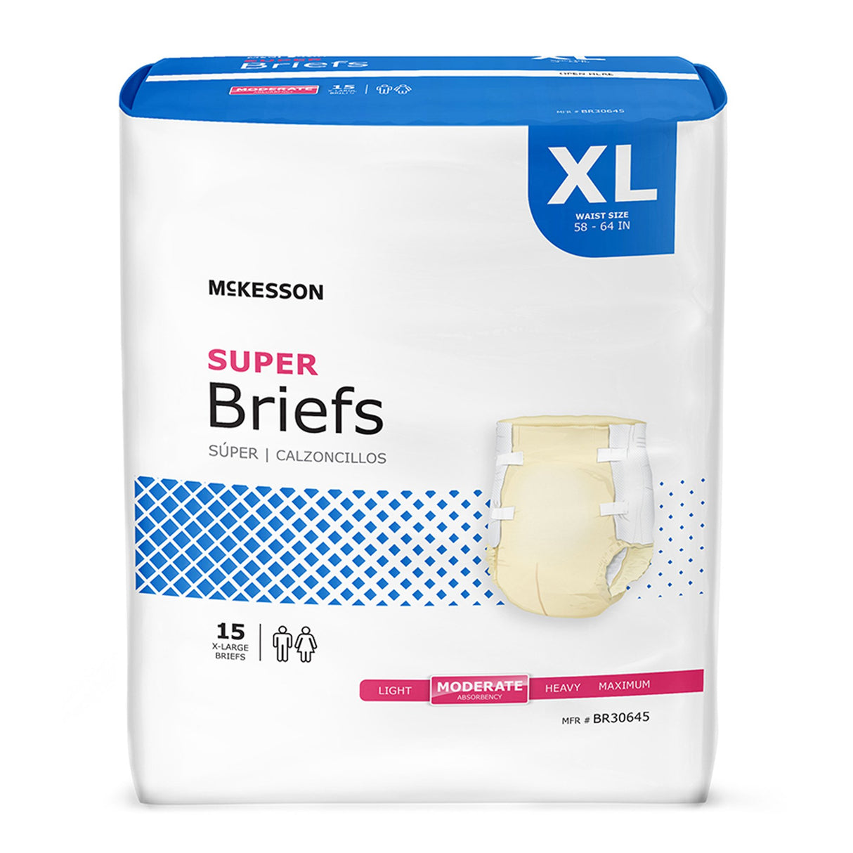 Unisex Adult Incontinence Brief McKesson X-Large Disposable Moderate Absorbency - BeHope