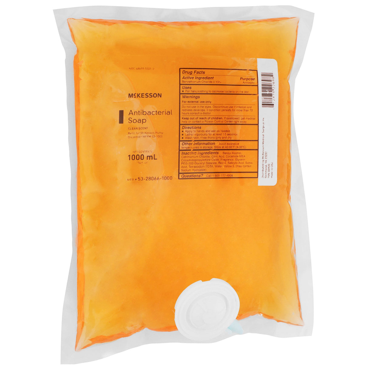 Antibacterial Soap McKesson Liquid 1,000 mL Dispenser Refill Bag Clean Scent - BeHope