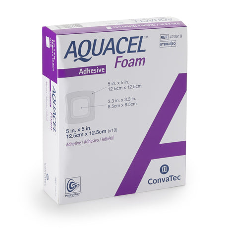 Foam Dressing Aquacel® 5 X 5 Inch With Border Waterproof Film Backing Silicone Adhesive Square Sterile - BeHope
