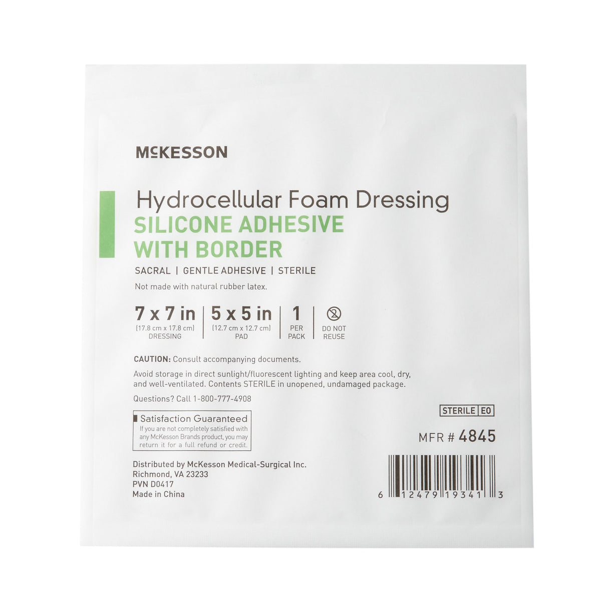 Foam Dressing McKesson 7 X 7 Inch With Border Film Backing Silicone Gel Adhesive Sacral Sterile - BeHope