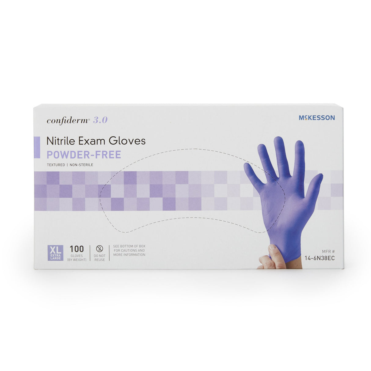Exam Glove McKesson Confiderm® 3.0 X-Large NonSterile Nitrile Standard Cuff Length Textured Fingertips Blue Chemo Tested / Fentanyl Tested - BeHope