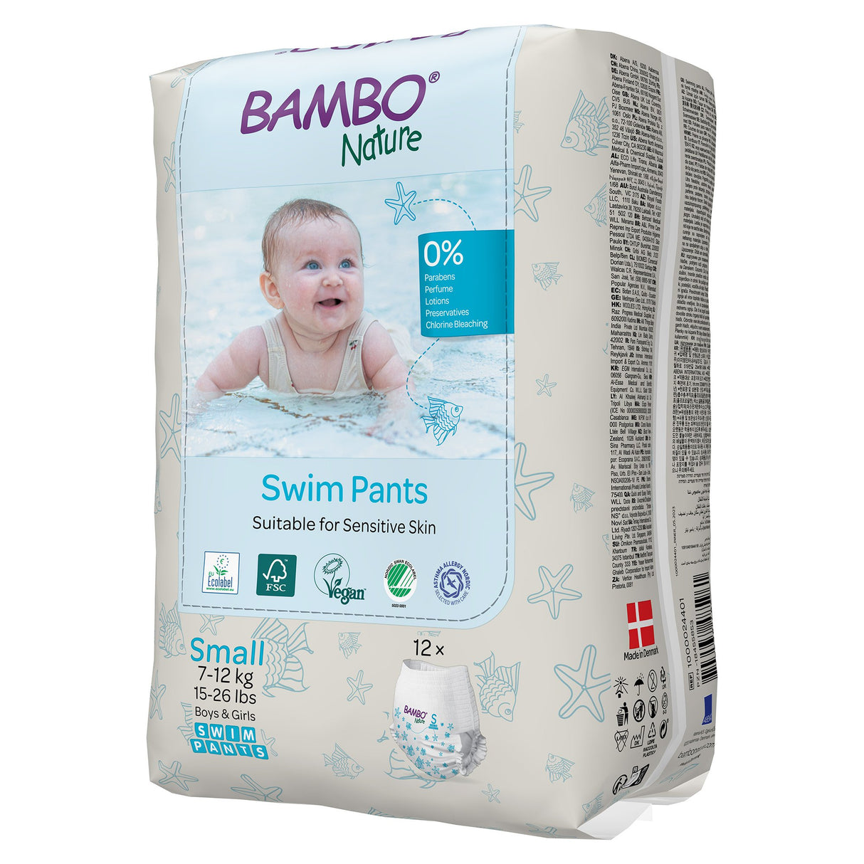 Unisex Baby Swim Diaper Bambo® Nature Pull On with Tear Away Seams Small Disposable Heavy Absorbency - BeHope